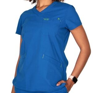 NWT IguanaMed 3-Pocket MedFlex II Top in Azure Blue | Size M